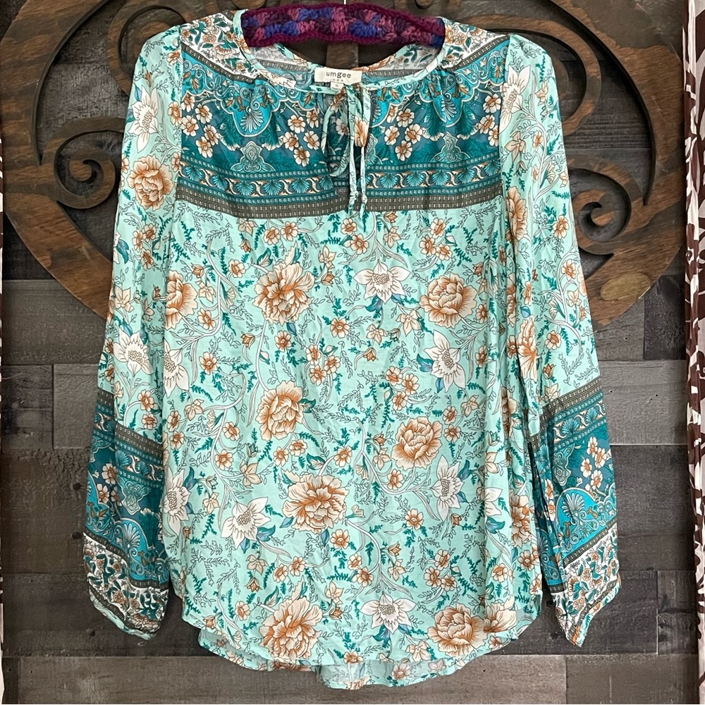 Floral Teal Blouse